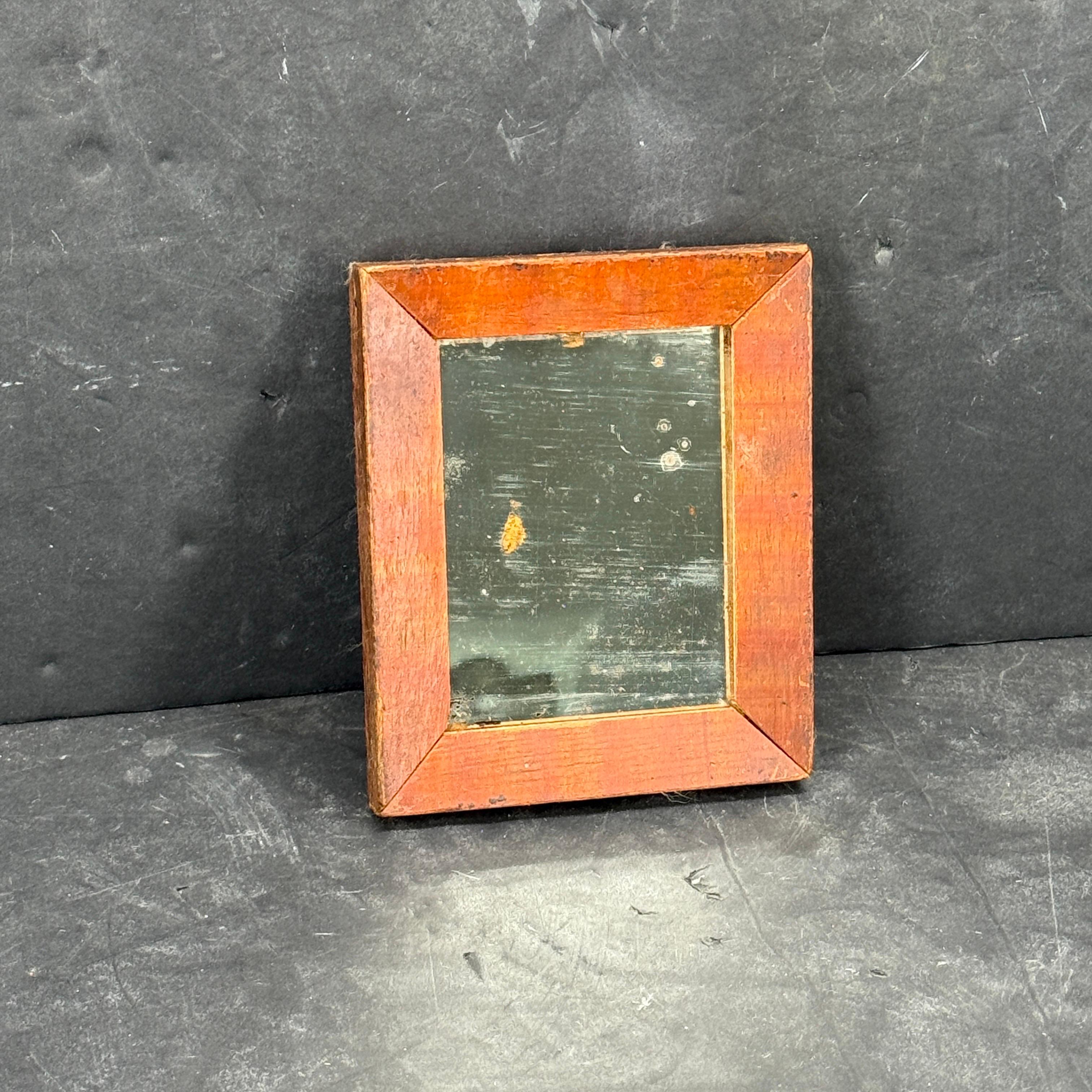 Empire Small Rectangular 19th Century Wooden Mirror and Frame For Sale