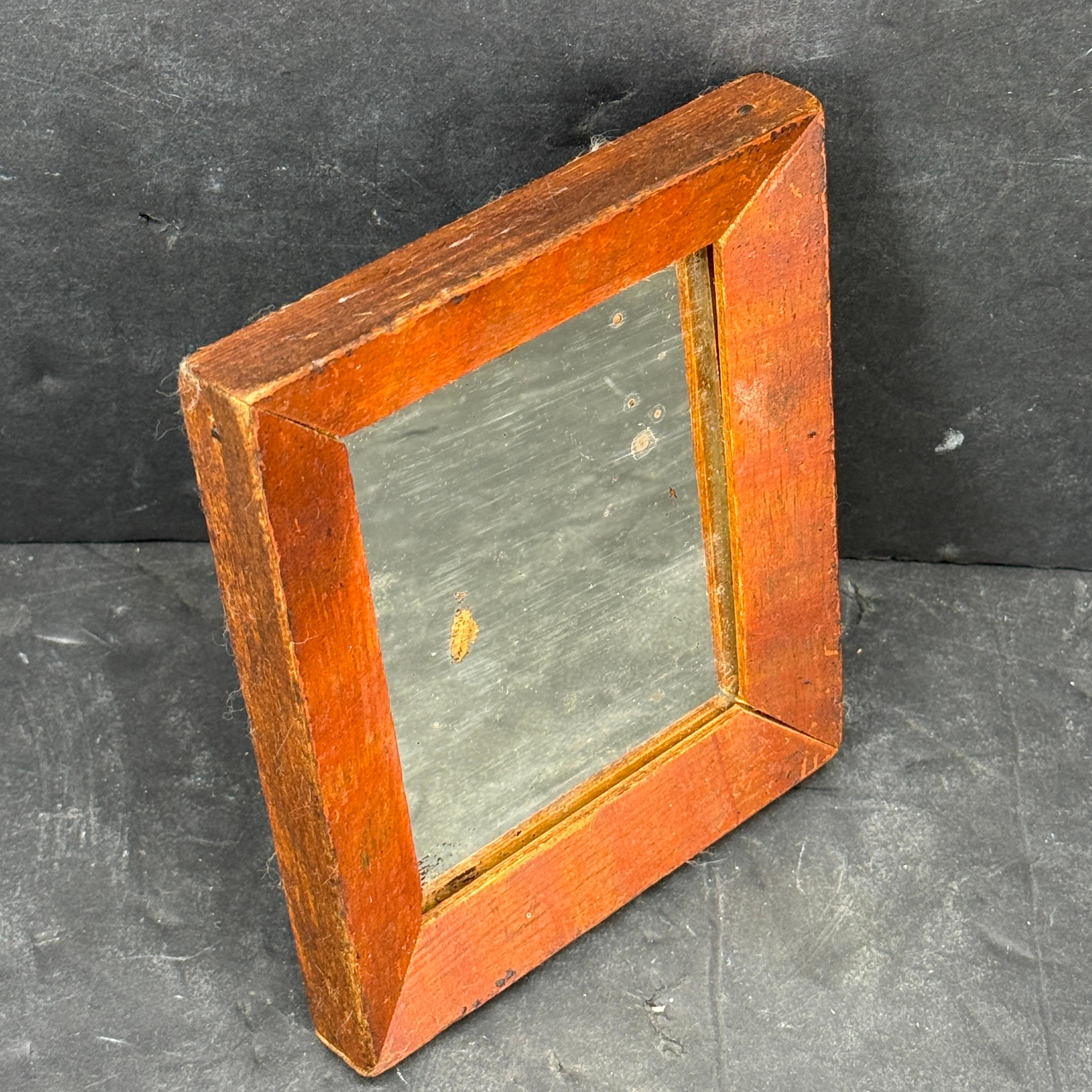 Scandinavian Small Rectangular 19th Century Wooden Mirror and Frame For Sale