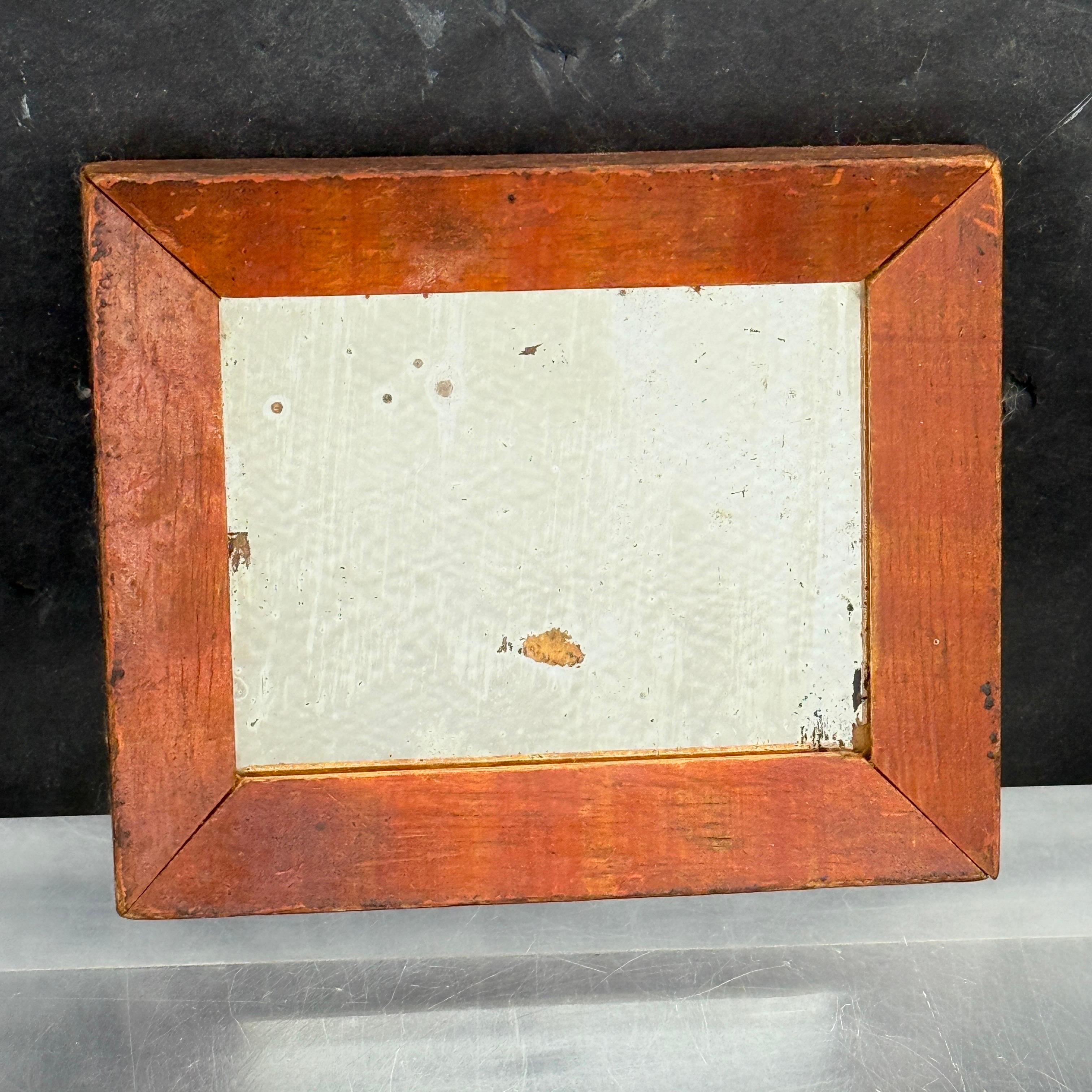 Small Rectangular 19th Century Wooden Mirror and Frame For Sale 1
