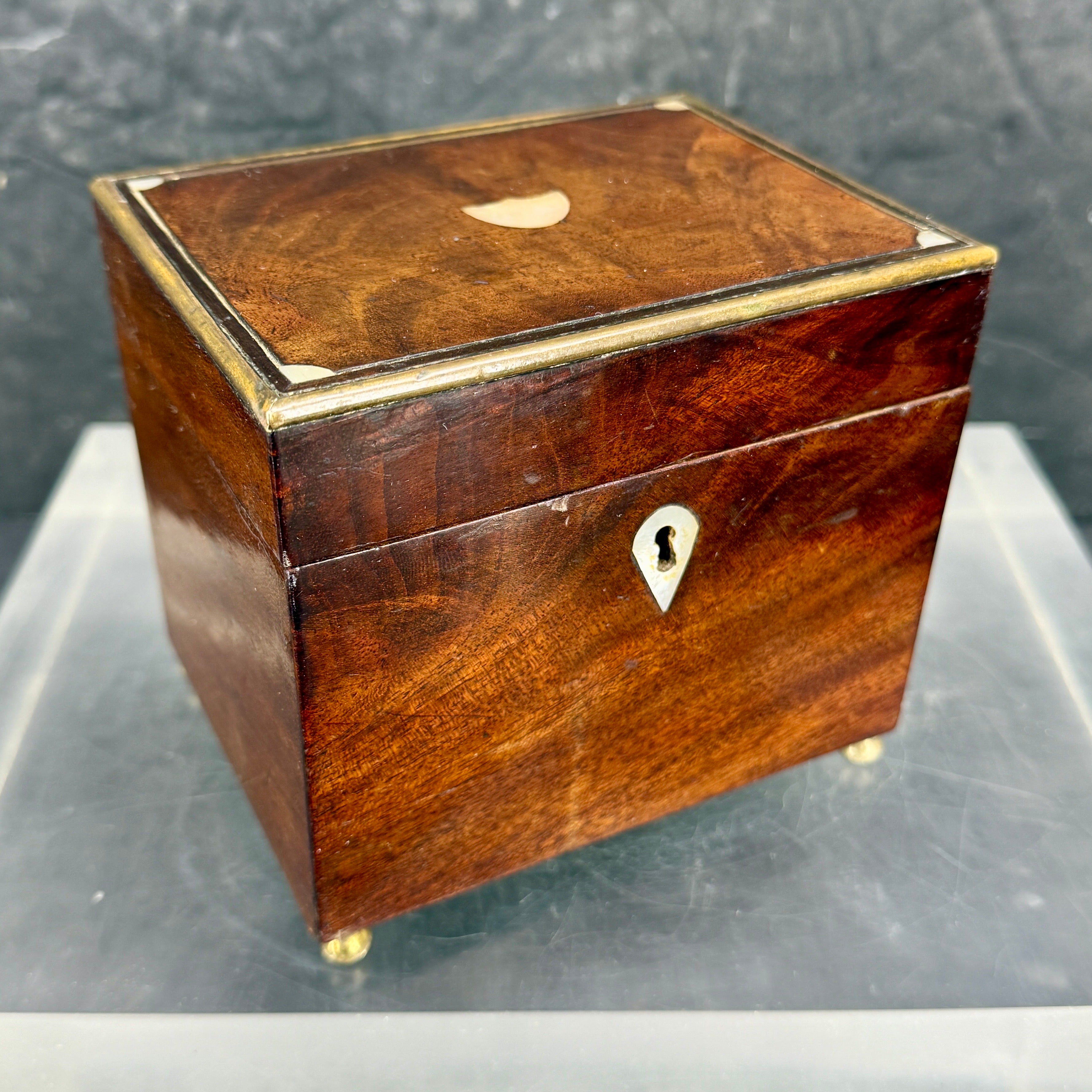 Antique Mahogany Jewelry Box with Mother of Pearl Inlay, Denmark, 1825 For Sale