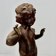 Vintage 1930's Cast Iron Boy Cherub Putti Sculpture