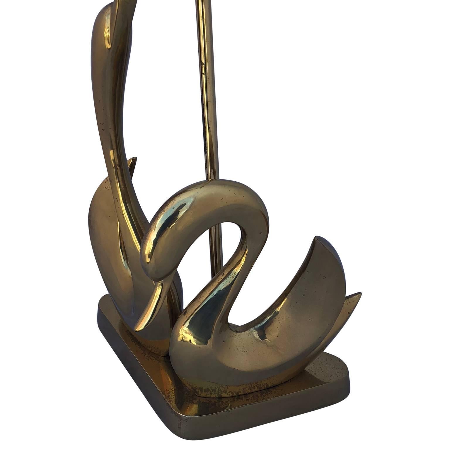 brass swan lamp
