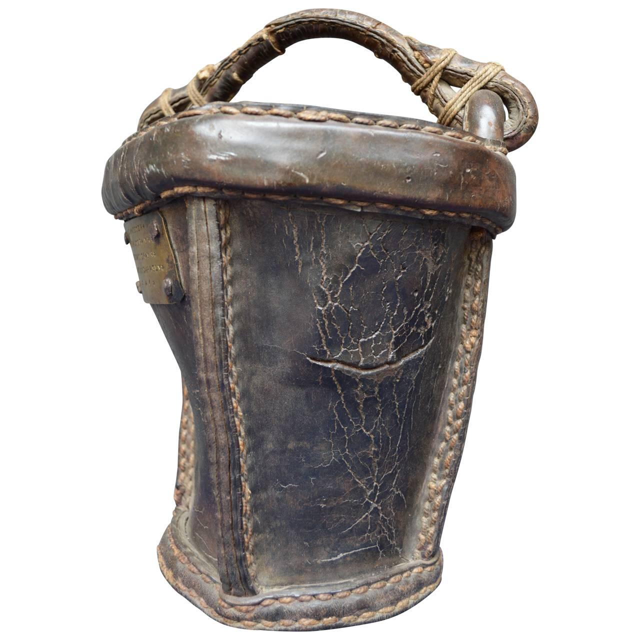 antique leather fire bucket