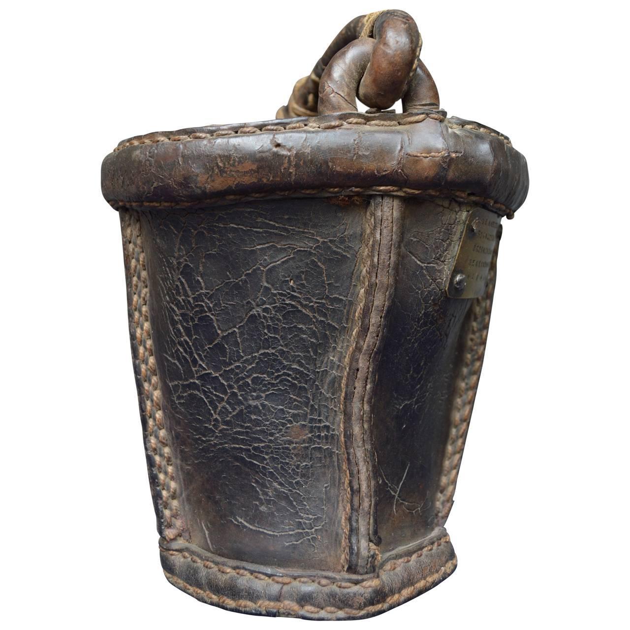 German Leather Fire Bucket Dated 1846 For Sale at 1stdibs
