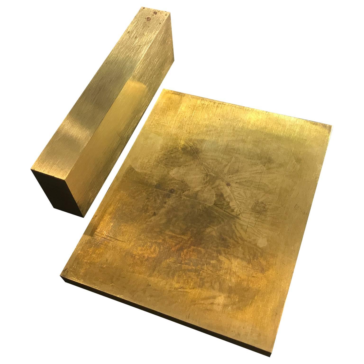 Set Of Two Gold Bar Style Brass Paperweights 1