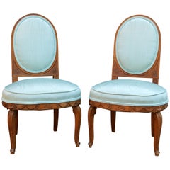 Antique Pair of 18th Century European Louis XVI Slipper Chairs