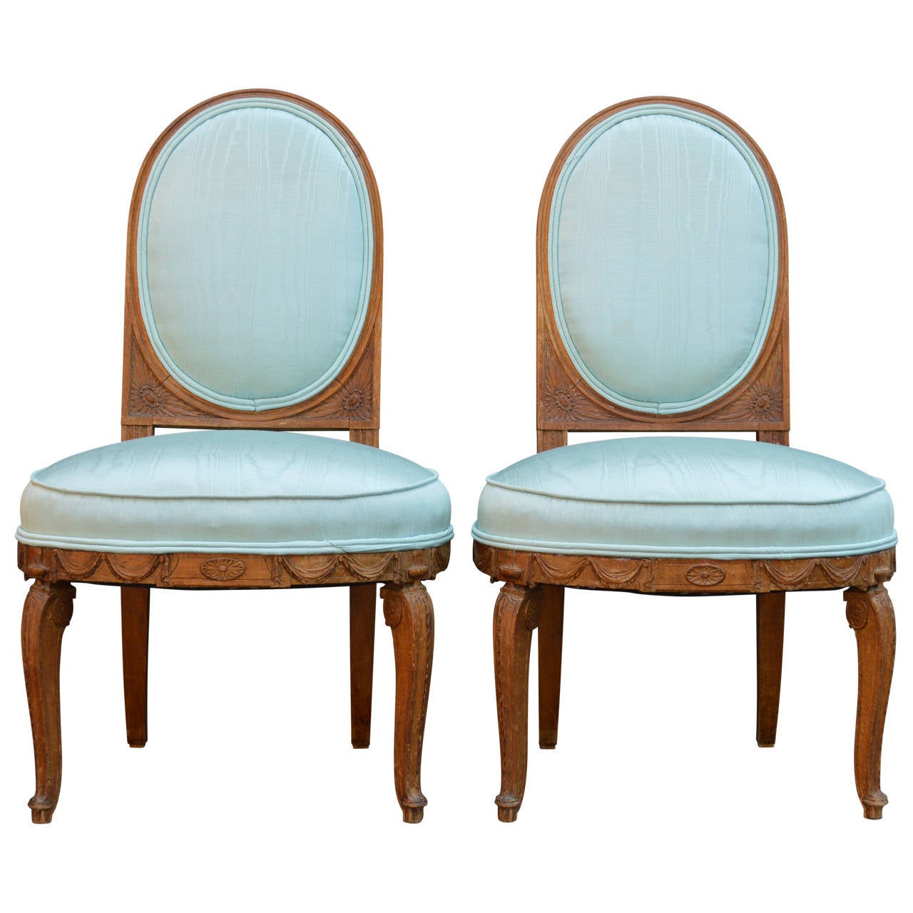 Upholstery Pair of 18th Century European Louis XVI Slipper Chairs