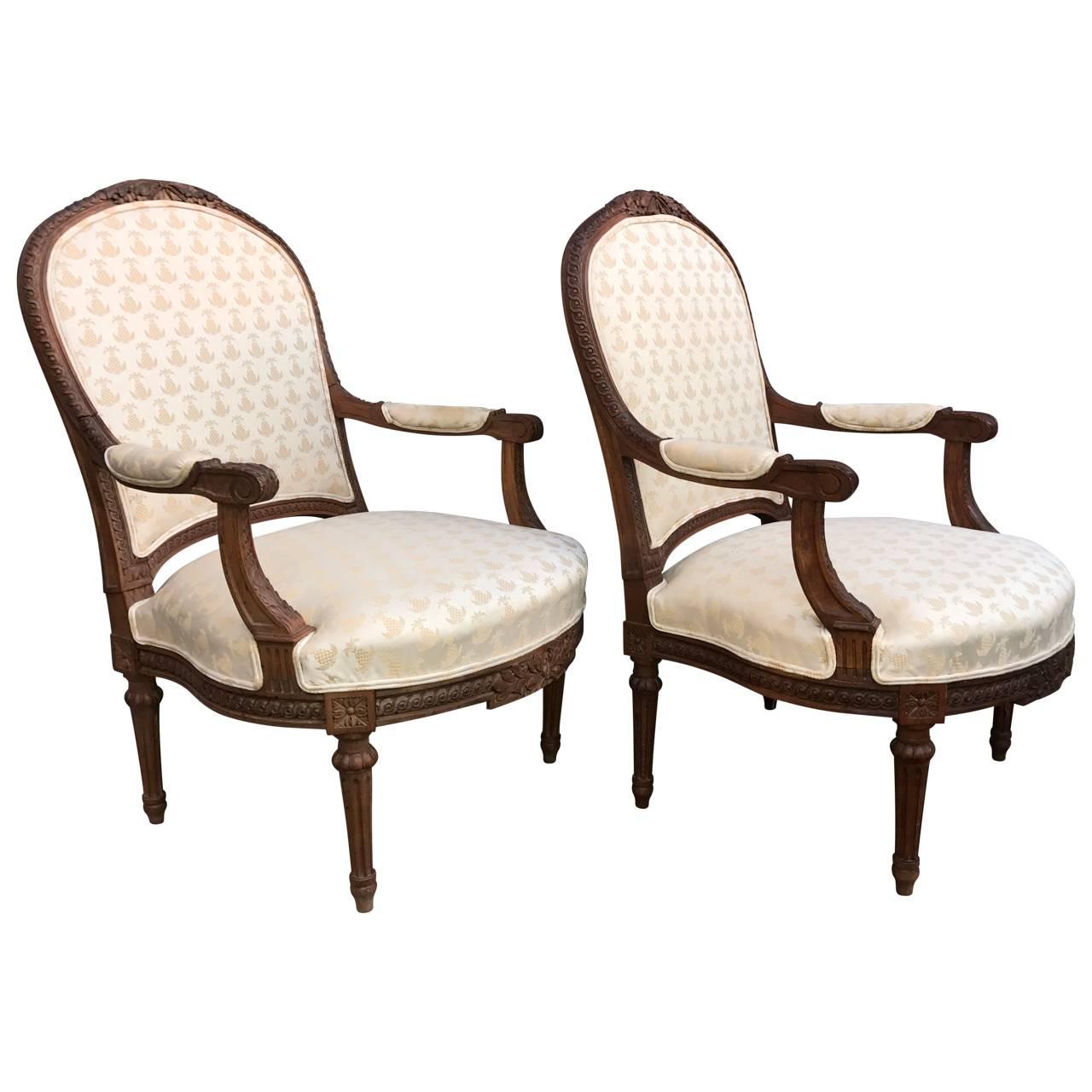 Pair of Large 19th Century Louis Philippe Armchairs