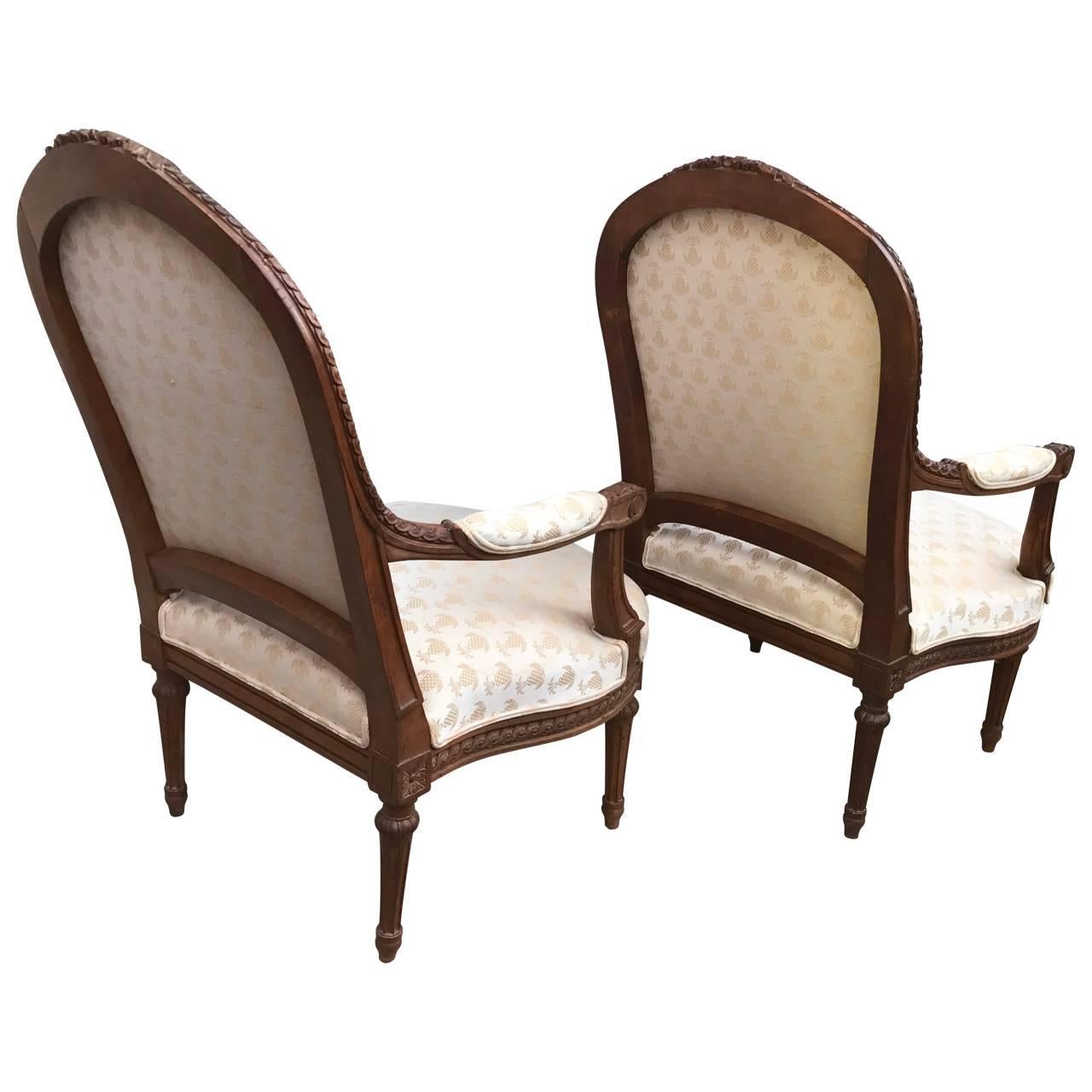 Pair of Large 19th Century Louis Philippe Armchairs 1