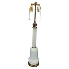 Antique Converted French Oil Opaline and Brass Table Lamp