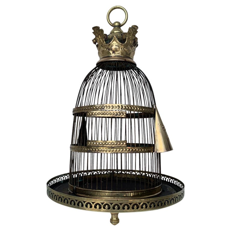 Early Dutch Antique Brass Bird Cage For Sale at 1stDibs