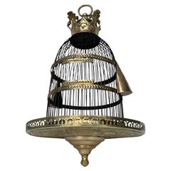 Cage à oiseaux en laiton antique hollandaise du début de l'ère