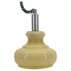 Lampe à suspension italienne moderne en verre beige du milieu du siècle dernier