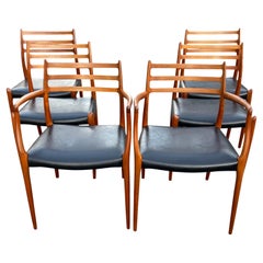 Set of Six 6 Danish Mid-Century Modern Dining Chairs, Niels Moller