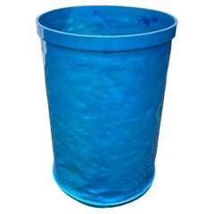 Industrial Aluminum Barrel Umbrella Stand, Powder Coated in Bright Blue