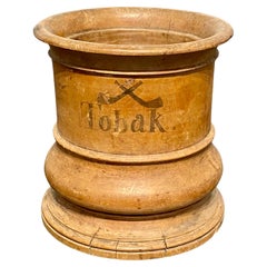 Used Small Danish Wooden Tobacco Jar, circa 1800-1825