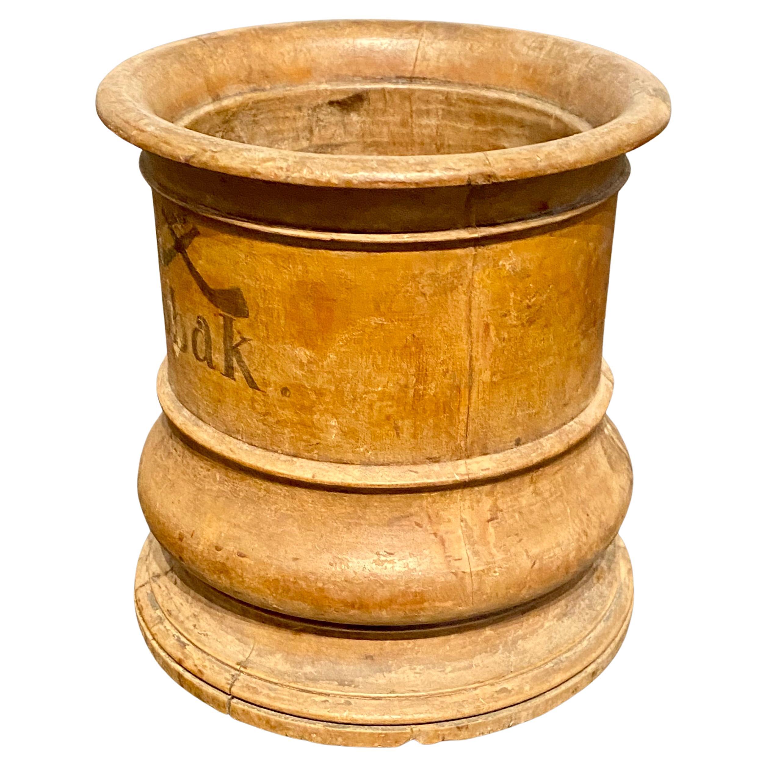 Folk Art Small Danish Wooden Tobacco Jar, circa 1800-1825 For Sale