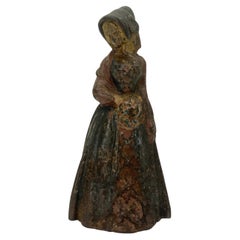 Handbemalte Türstopper-Skulptur aus massivem Gusseisen, handbemalt