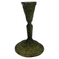 Candelabro de hierro fundido pintado de verde, arte popular del siglo XIX
