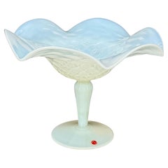 Italian White Opaline Fruit Bowl Sculpture Centerpiece Mid-Century