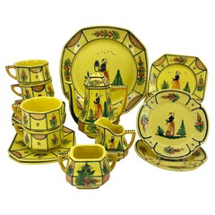 Vintage Large Collection of Quimper Serveware Faience, France, Circa 1980