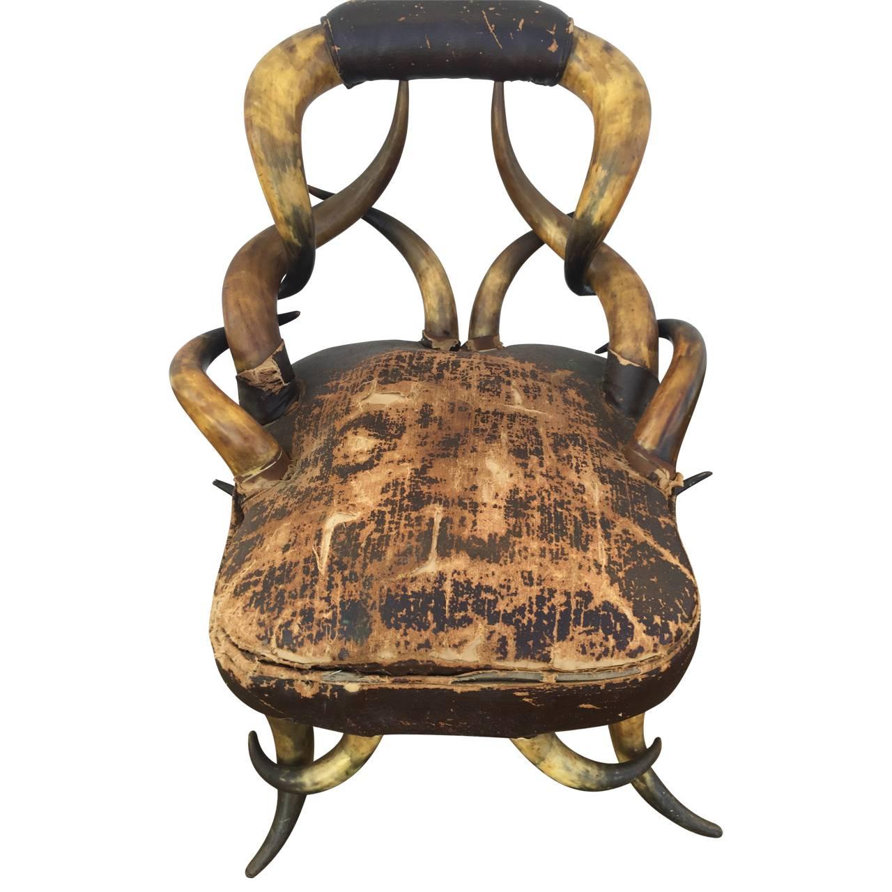 Horn 19th Century Longhorn Chair                   Attributed to Teddy Roosevelt
