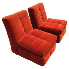 Pair of Orange Milo Baughman Chairs