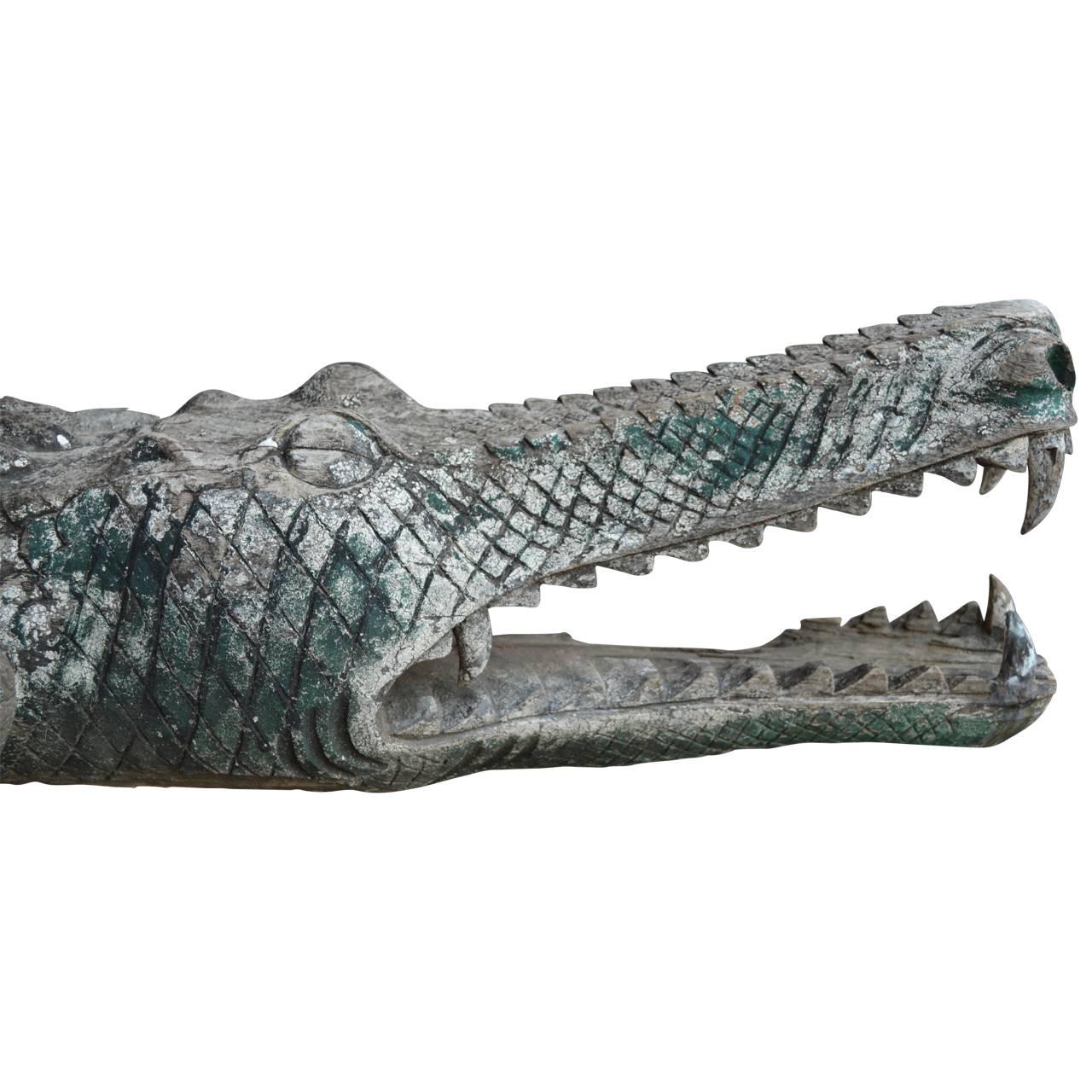 Carved Large 19th Century Folk Art Alligator