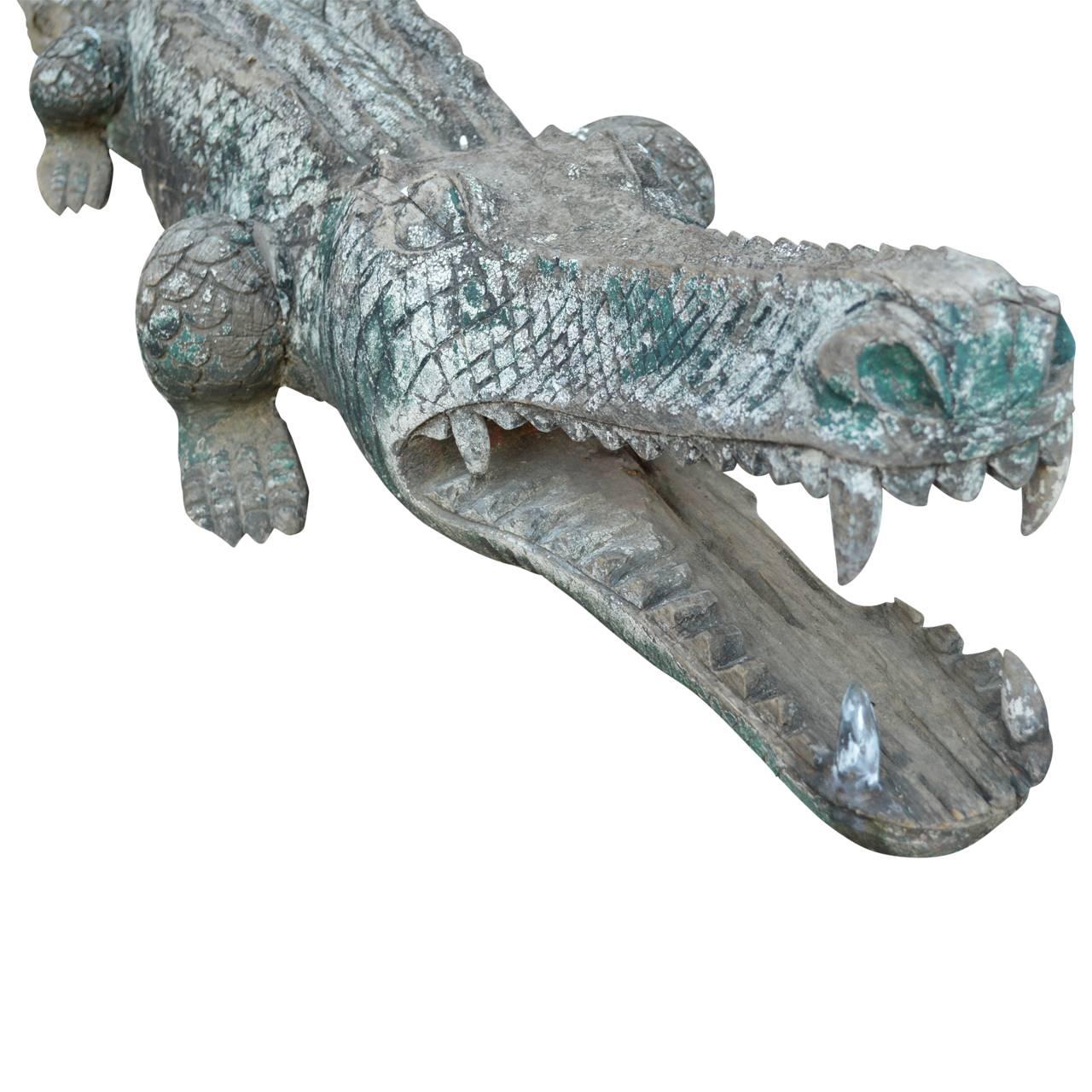 Large charming and authentic carving of an alligator, probably from a 19th century, Sweden, amusement park or Tivoli.
