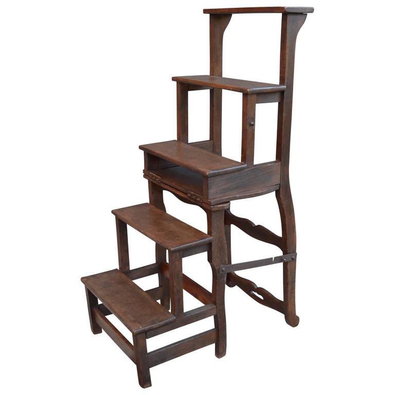 Danish Folding Library-Steps Chair at 1stDibs