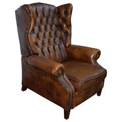 Vintage Late Button Tufted Chesterfield Wingback