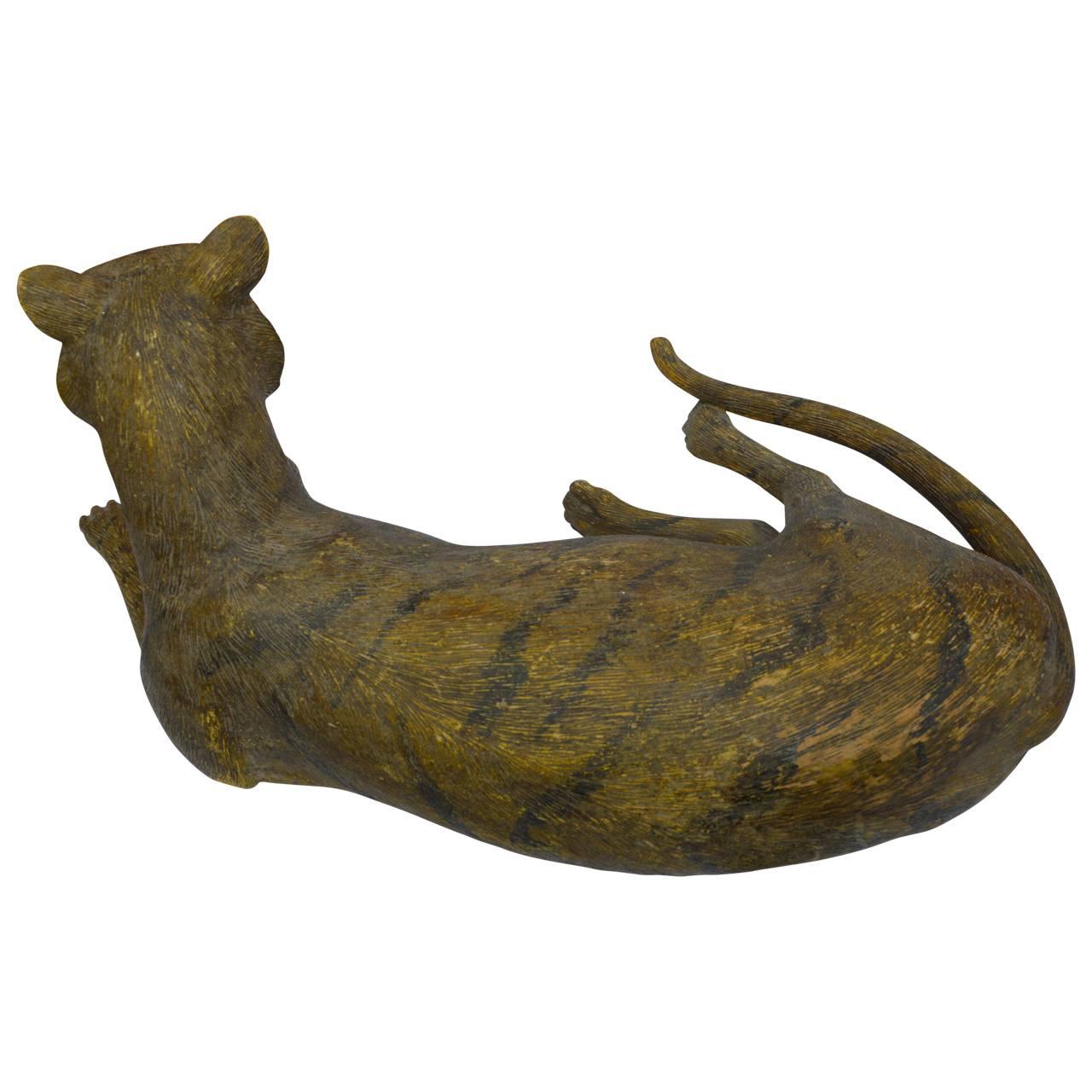 Swedish Carved and Original Painted Panther Sculpture
