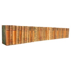 Antique Collection of 42 Swedish Early 20th Century Leather-Bound Books