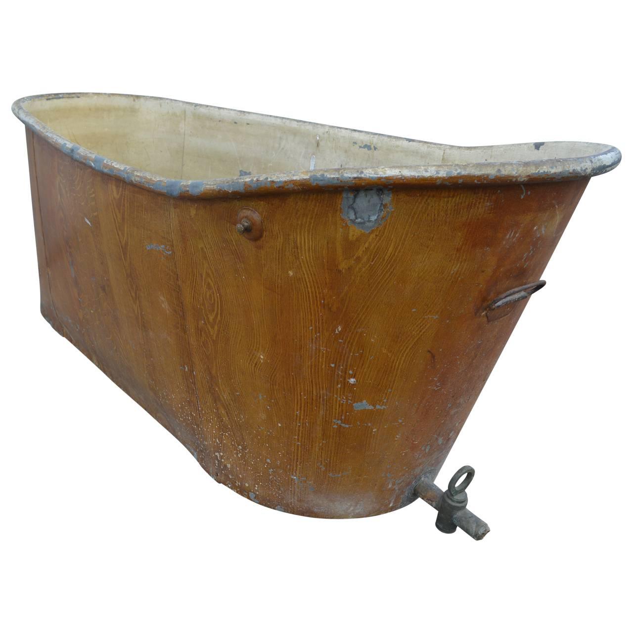 French Empire Faux Bois Copper Bath Tub 4