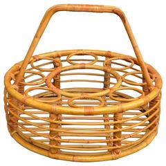 Retro Rattan Picnic Wine Basket