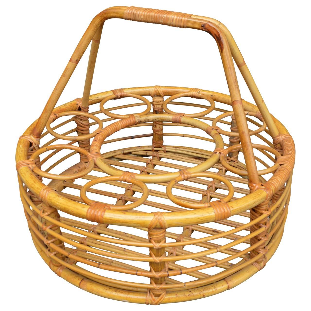 Caning Rattan Picnic Wine Basket