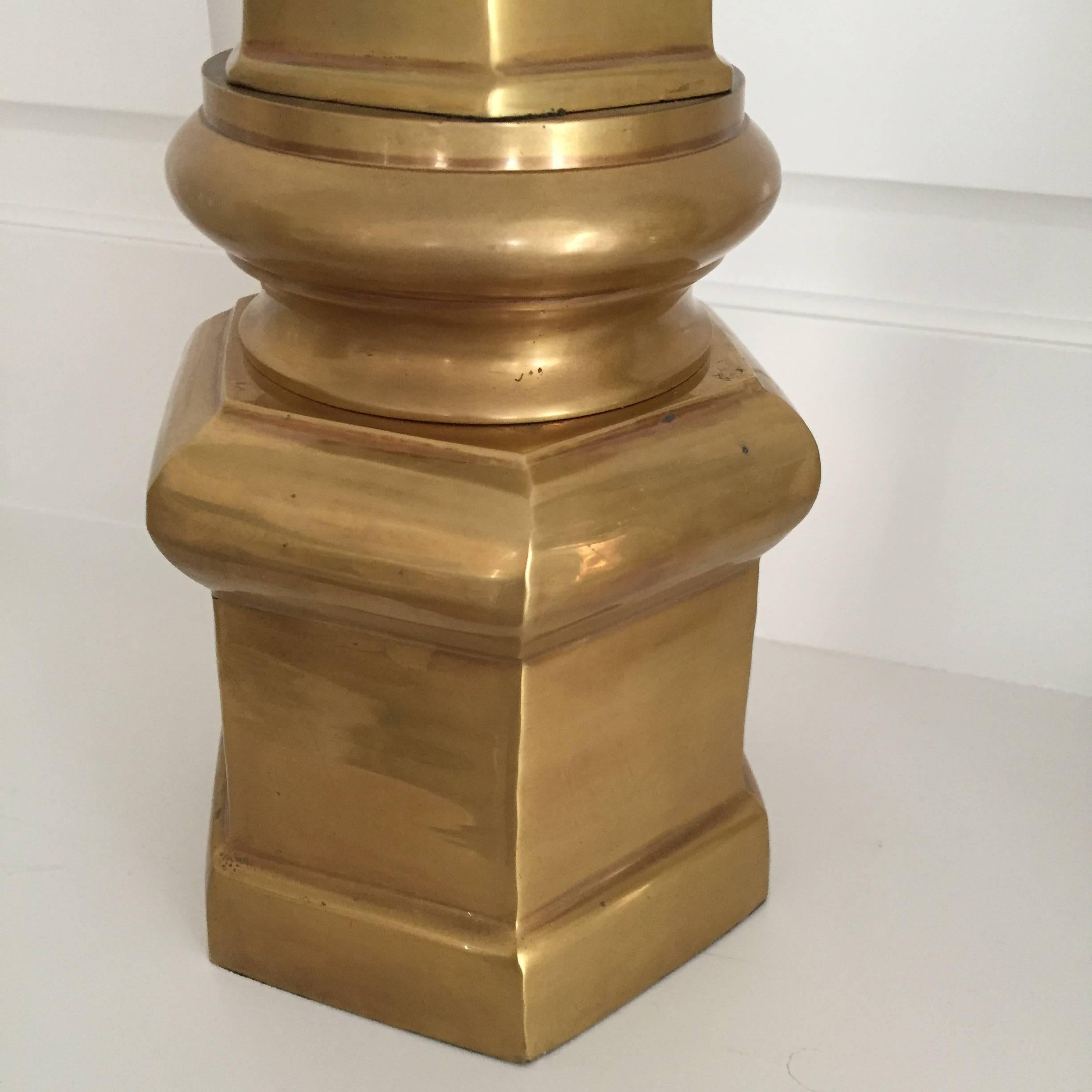 20th Century Pair of Large Brass Obelisks