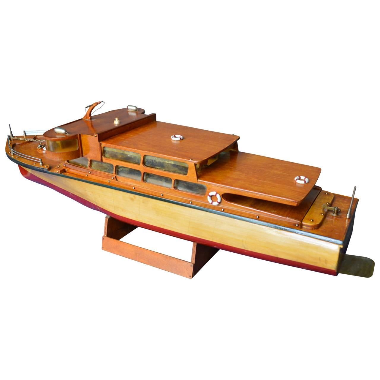 Vintage motorized boat model