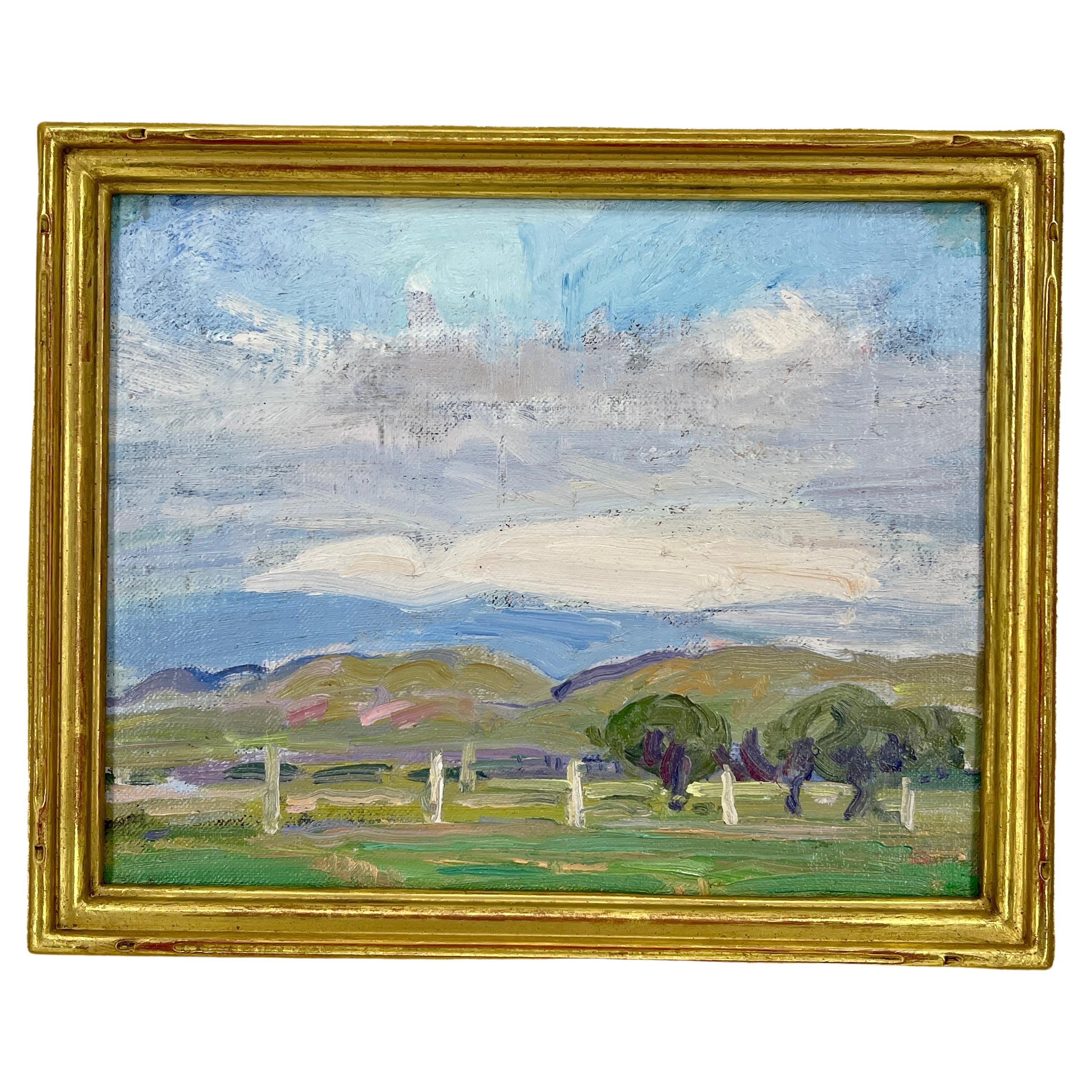 Peinture à l'huile d'un paysage impressionniste de la campagne française, vers 1930 en vente 5