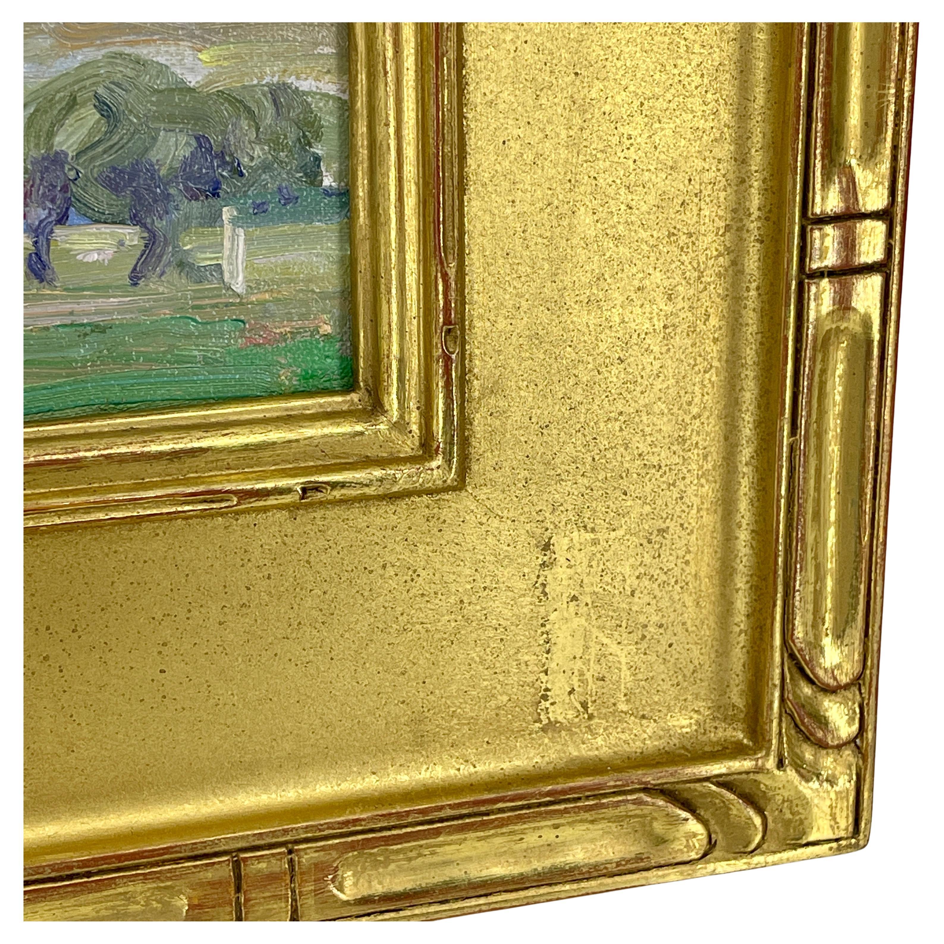 Peinture à l'huile d'un paysage impressionniste de la campagne française, vers 1930 en vente 4