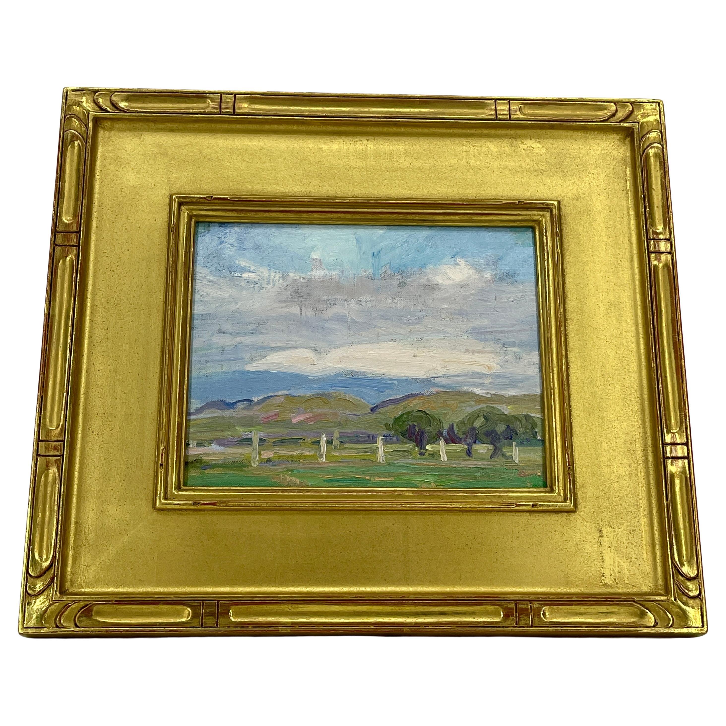 Peinture à l'huile d'un paysage impressionniste de la campagne française, vers 1930 Bon état - En vente à Haddonfield, NJ