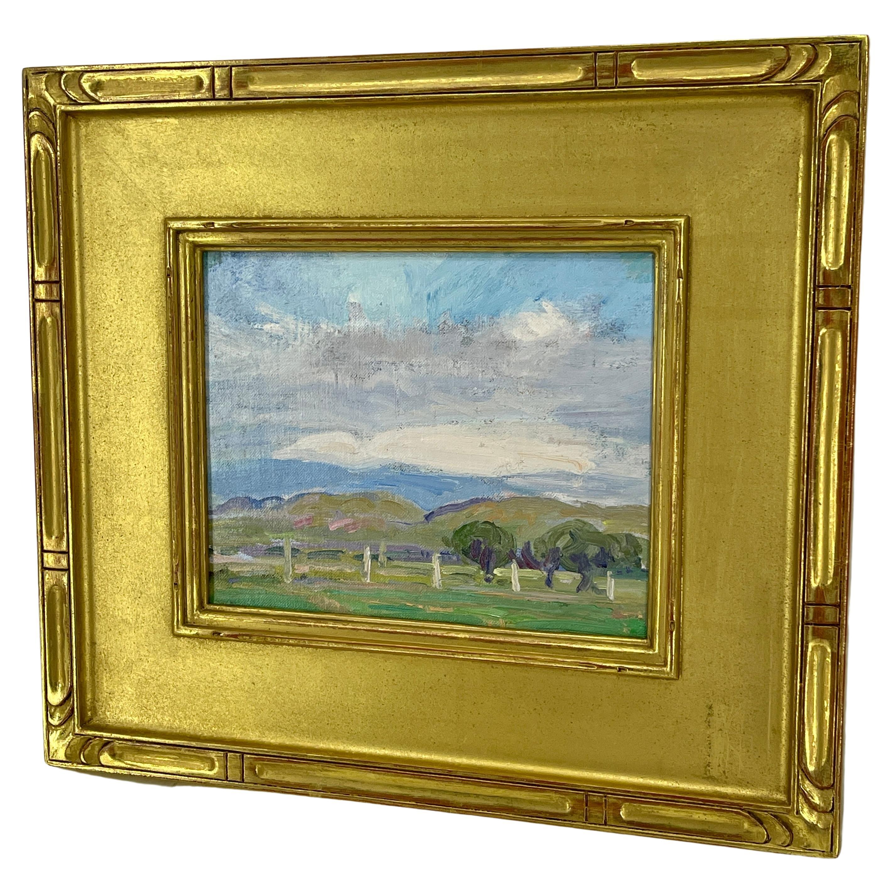 French Provincial French Countryside Impressionist Landscape Oil Painting, circa 1930's For Sale