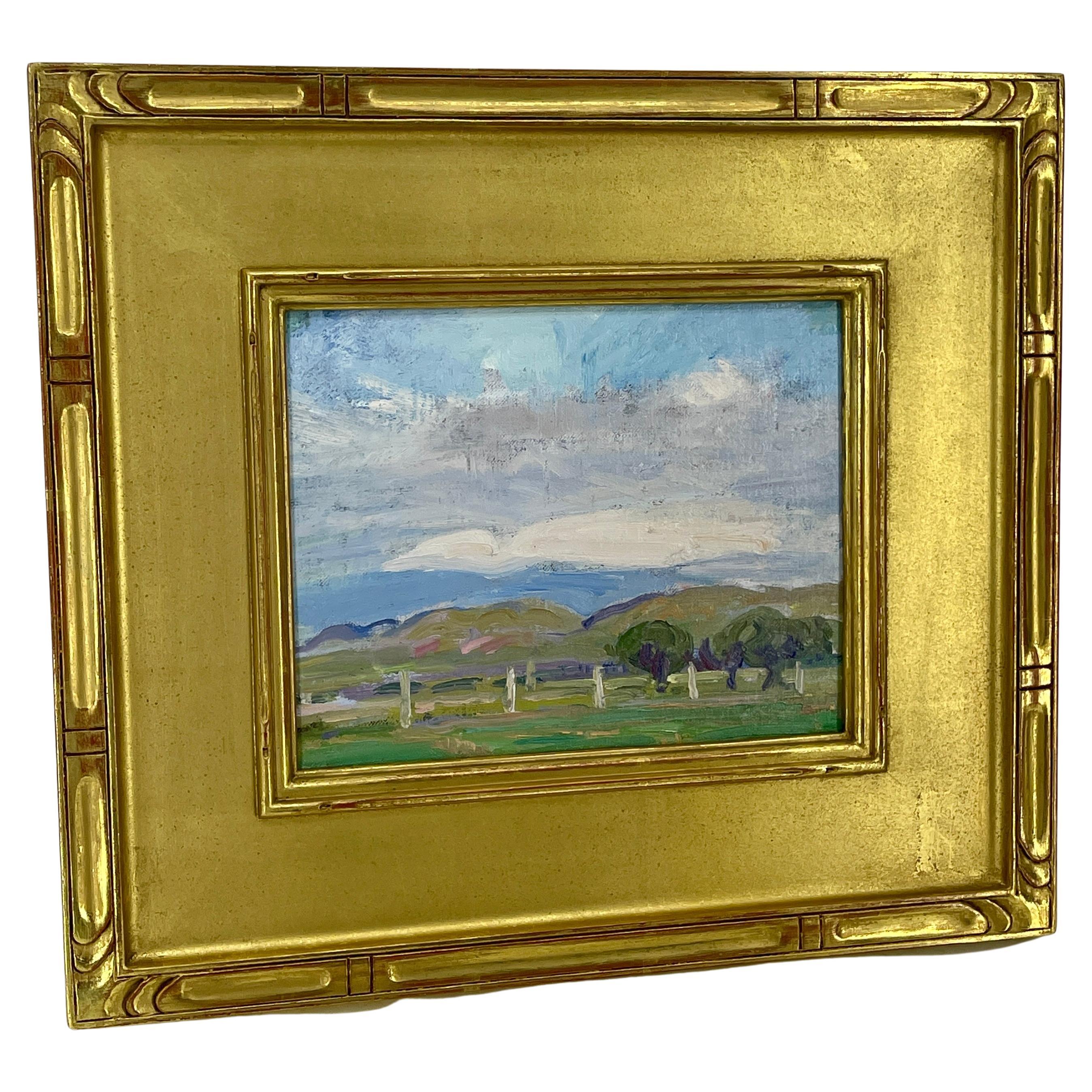 Peinture impressionniste à l'huile sur toile, paysage de campagne, France

Peinture à l'huile sur toile provenant de la succession de Richard Horace Bassett (1900 - 1995). L'artiste a étudié et peint en Europe dans les années 1920 et 1930, et