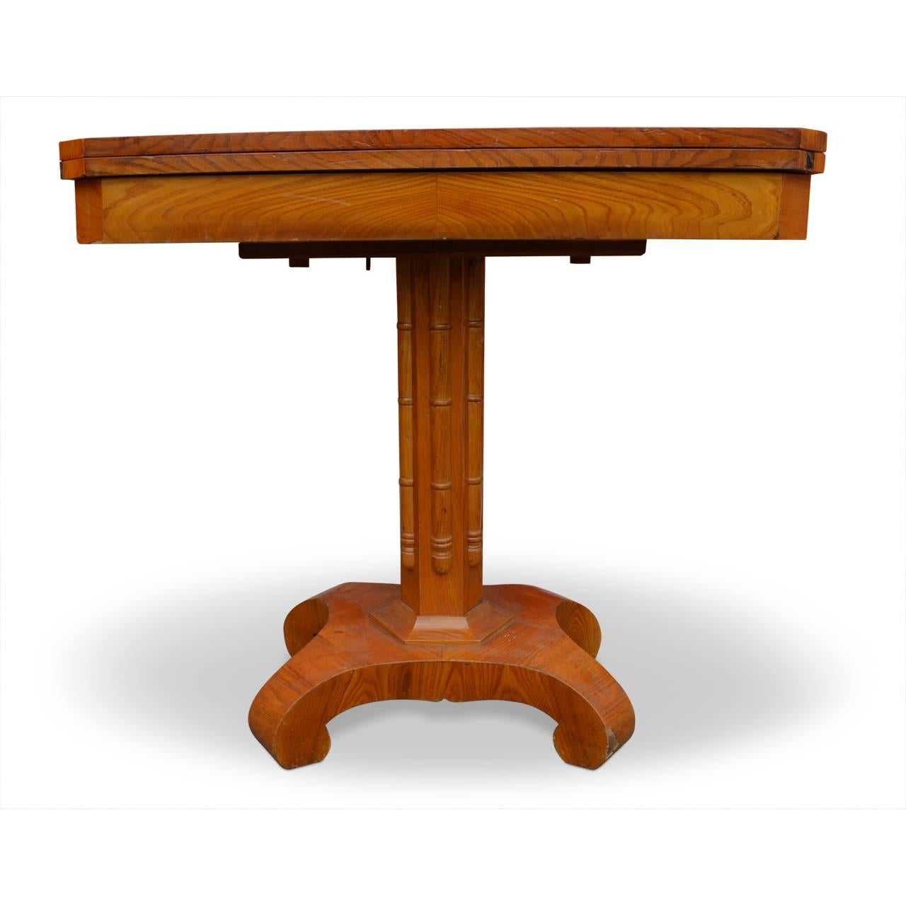 19th century birchwood flip-top table. Top turns and flips open, see attached images.