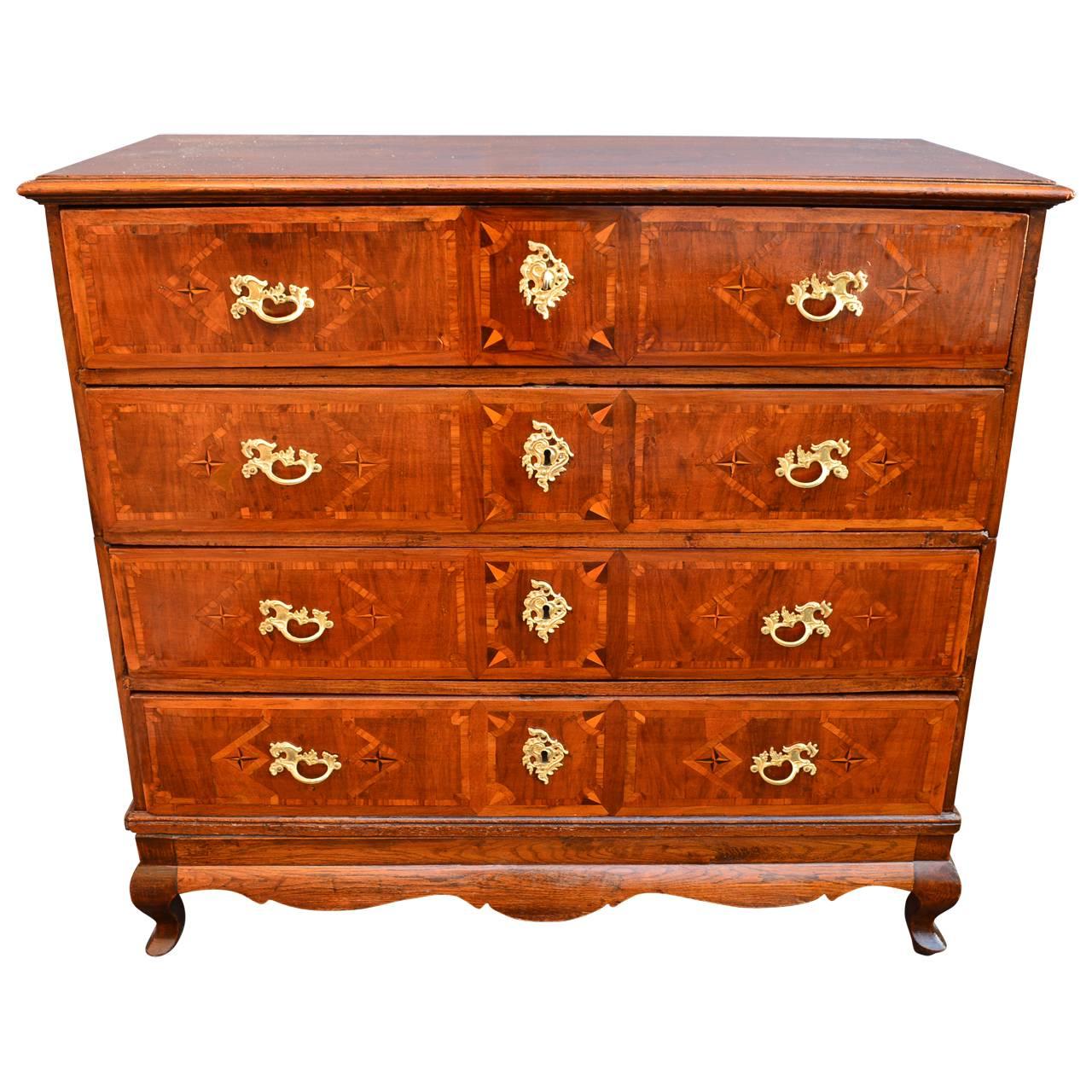 Danish 18th Century Baroque Chest of Drawers For Sale