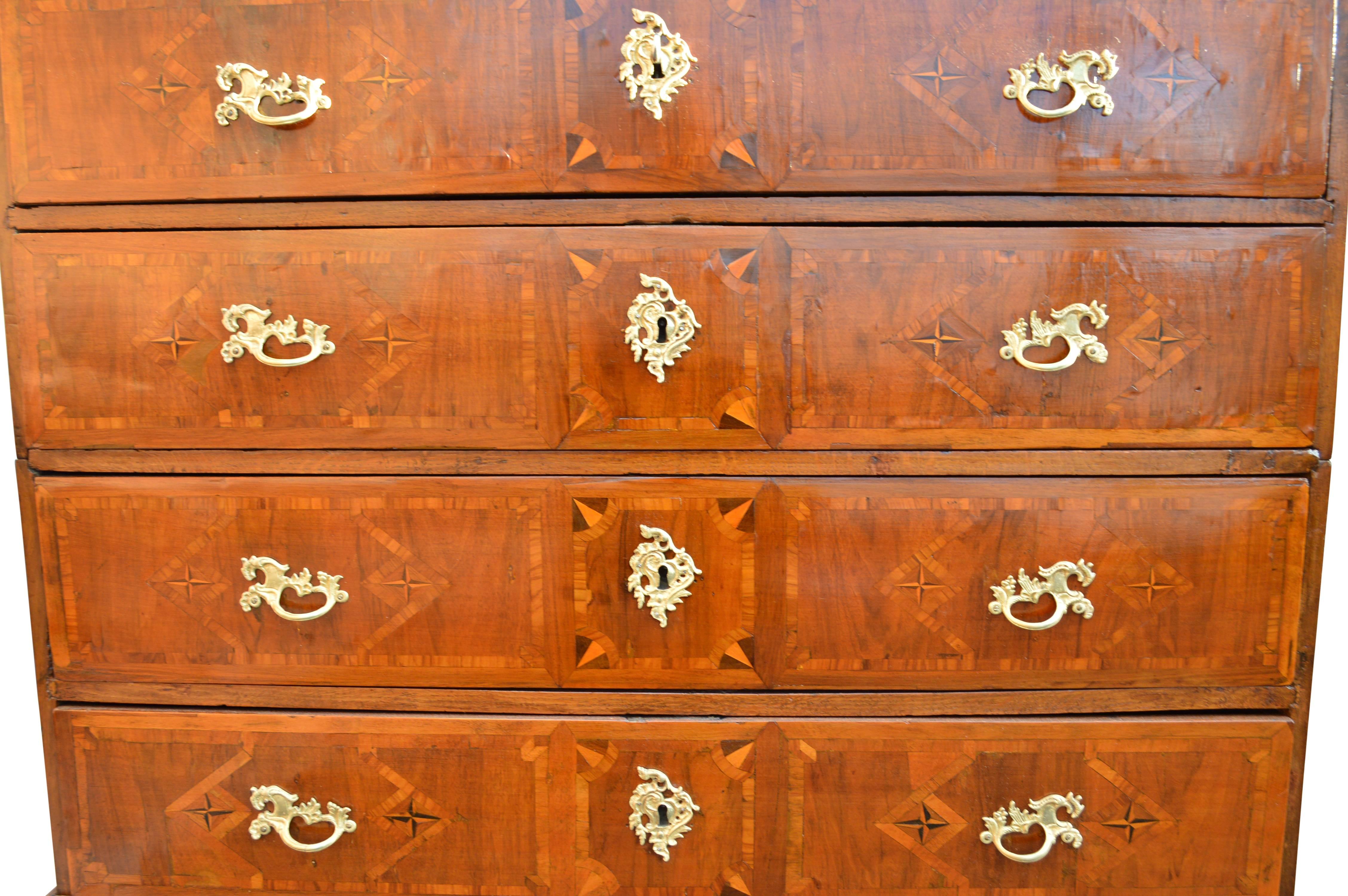 Inlay 18th Century Baroque Chest of Drawers For Sale