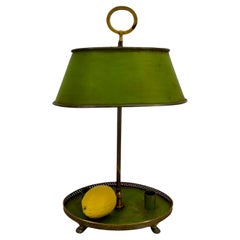 French Empire Green Painted Table Bouillotte Candlestick Lamp
