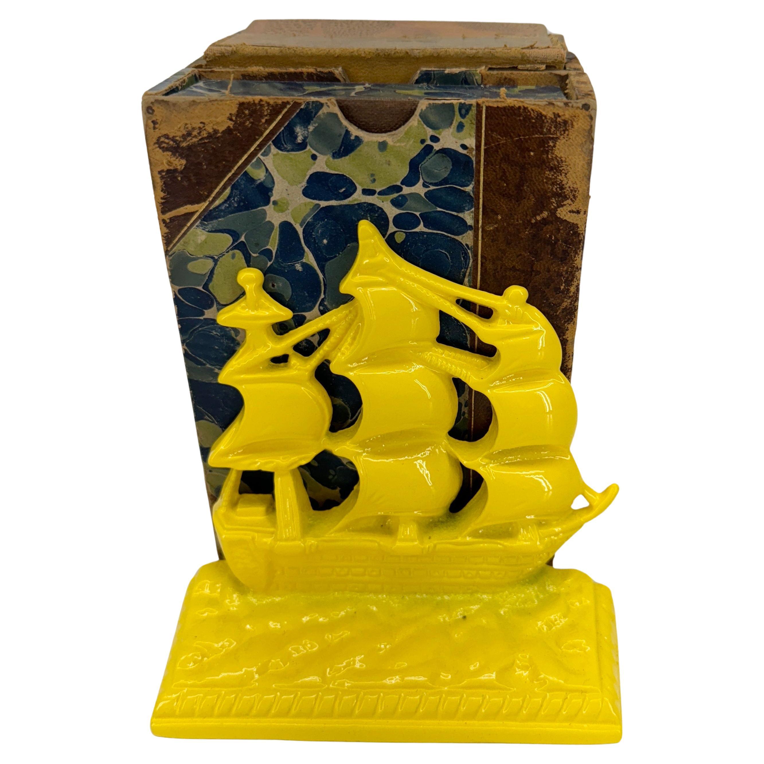 Pair of Mid-Century Modern Sunshine Yellow Boat Bookends For Sale 2