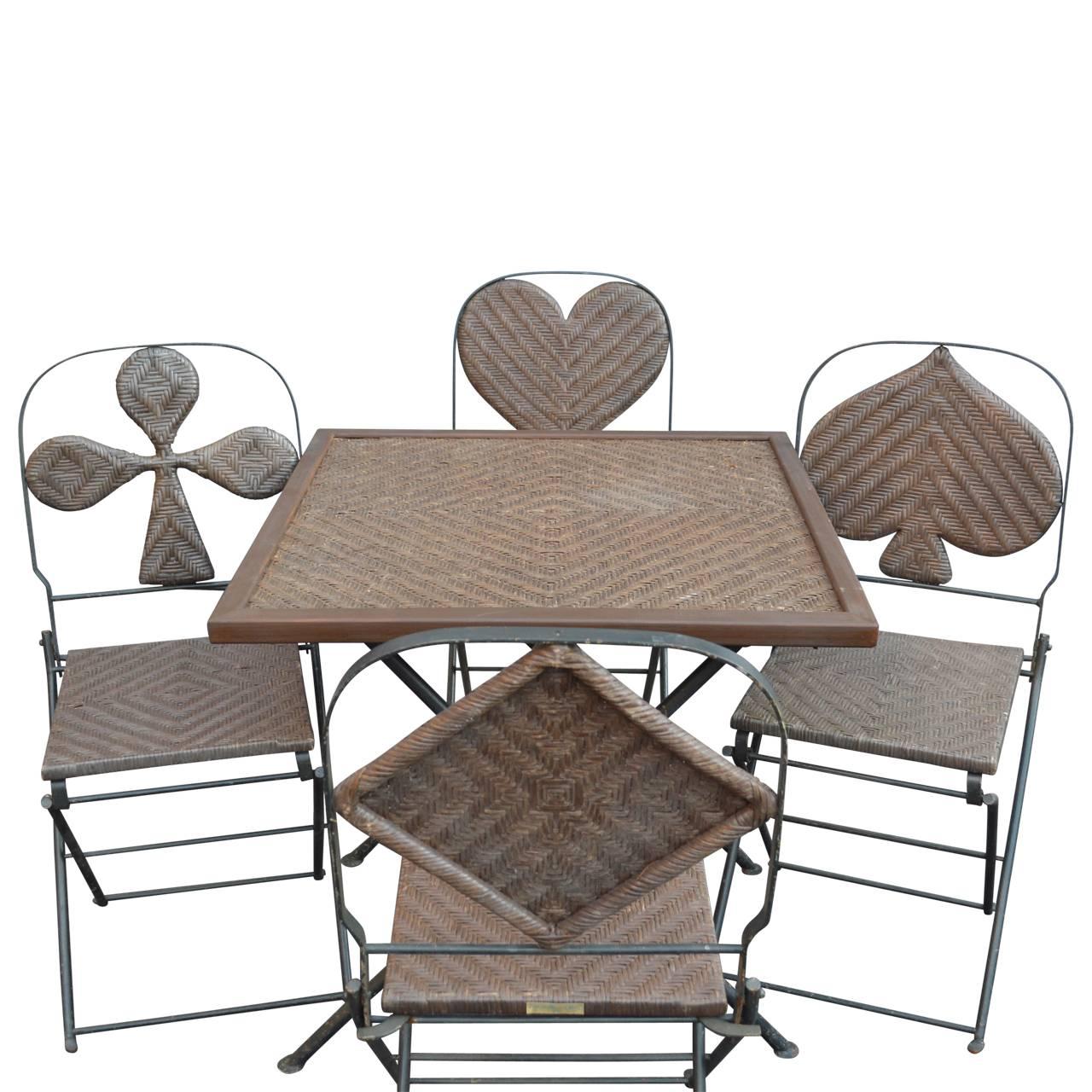 Metal French Patio Set of Game-Table and Chairs