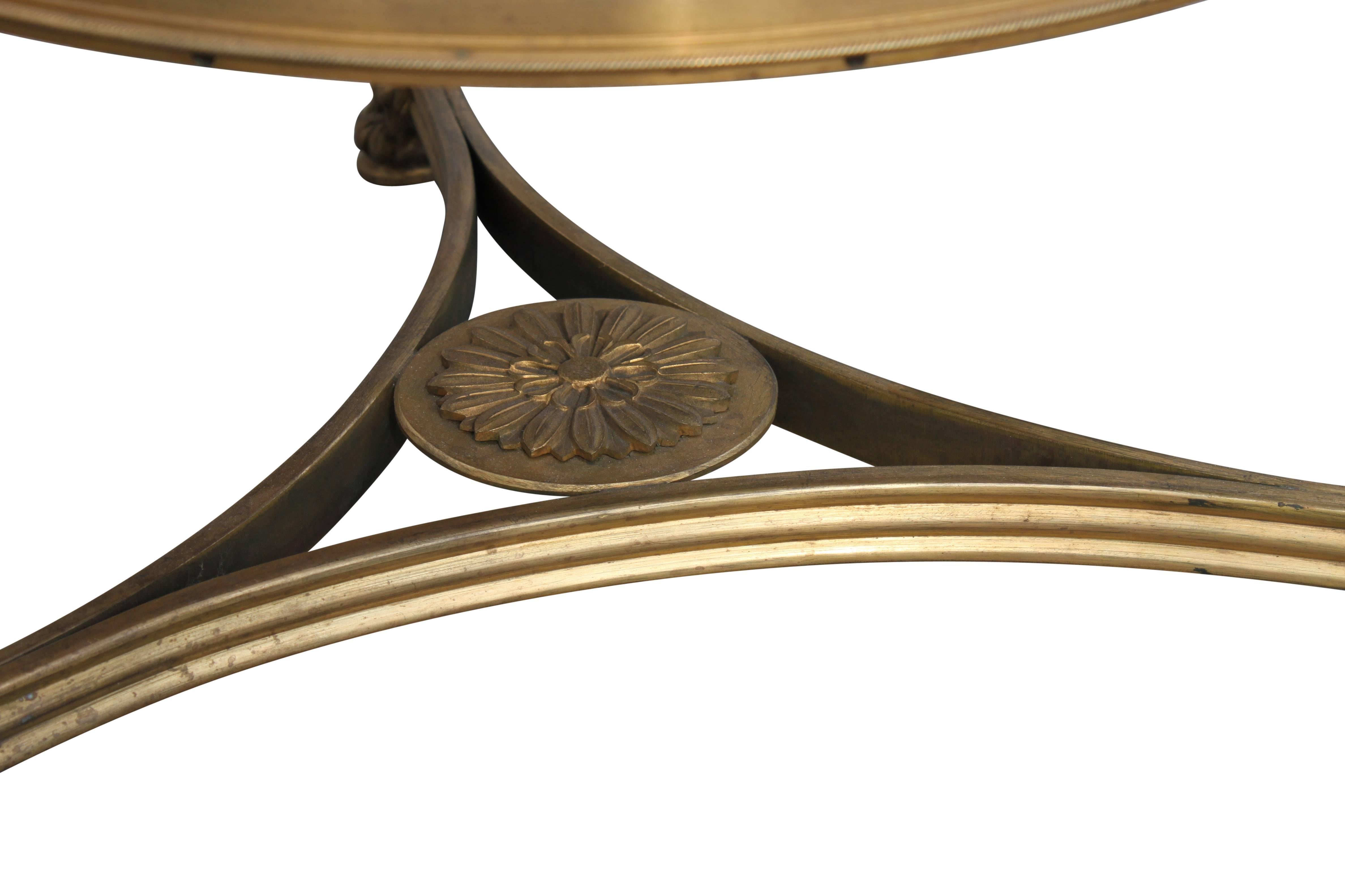 20th Century French Bronze And Marble Gueridon with Ram Heads